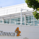 A sign outside the AstraZeneca factory in Liverpool, England. The company has pledged to mass-produce and sell doses of the vaccine developed by researchers from Oxford University, should it prove effective in preventing covid-19.